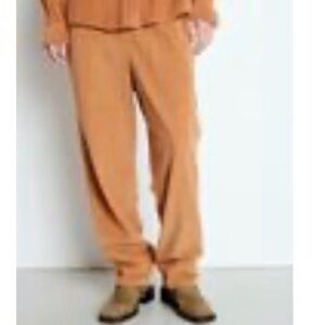 NWT American Vintage woman trouser Padow elastic waist corduroy wide wale brown